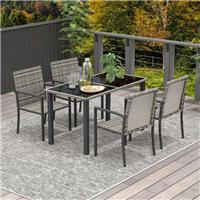 Outsunny Rattan Garden Furniture for 4, Dining Table and Chairs, Refurbished