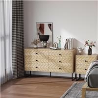 HOMCOM Chest Of 6 Drawers Storage Unit 71x120cm Unique Zigzag Design Refurbished