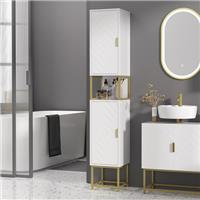 kleankin Freestanding Bathroom Cabinet Linen Towel Adjustable Shelf Refurbished