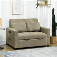 HOMCOM 2 Seater Sofa Bed Convertible Bed Settee with Pillows Refurbished