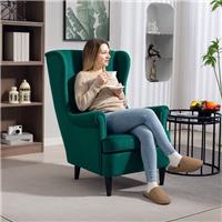 HOMCOM Wingback Chair, Modern Accent Chair for Living Room Bedroom Refurbished