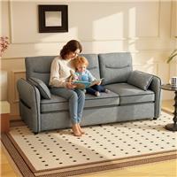 HOMCOM 3 Seater Sofa, Faux Leather Couch with Thicken Cushion Refurbished