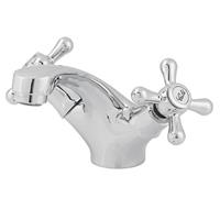 Bathroom Basin Tap Mono Mixer Chrome Double Lever Brass Turn Modern Faucet