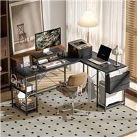 HOMCOM 168cm Reversible L Shaped Desk, 240cm Two Person Desk, Refurbished
