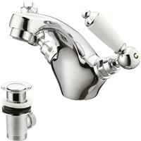 Basin Tap Mono Mixer Brass Dual Lever Turn Bathroom Wash Sink Faucet