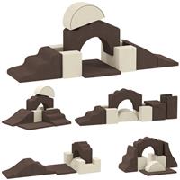 AIYAPLAY Kids Soft Play Set, 7 Piece Foam Climbing Blocks, Brown