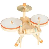 AIYAPLAY Kids Drum Kit, Wooden Musical Instruments with 2 Drums Natural Wood