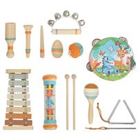 AIYAPLAY Kids Drum Kit, Wooden Baby Musical Instrument Set with Maracas