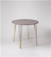 Swoon Kimble Round Dining Table Sandblasted Grey Mango Wood & Brass RRP £369