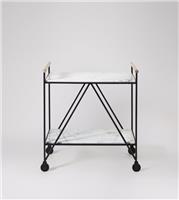 Swoon Waverly Art Deco Drinks Trolley - White Marble & Matt Black RRP &pound;449