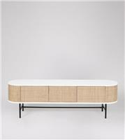 Swoon Moro TV Stand - Natural Rattan & White Mango Wood RRP &pound;899