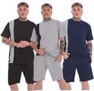 Jersey Pyjama Set Short Round Neck Cotton Blend Loungewear T-Shirt Men Nightwear - XXL Regular