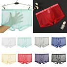 Mens See Through Underwear Sexy Bulge Mesh Panties Transparent Boxer Underpants - L Regular