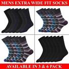 Mens Socks Extra Wide Fit Diabetic Loose Top Cotton Rich Sock 3 6 Pairs Big Foot - 6 Pack Regular, Big & Tall