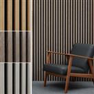 Acoustic Slatted Wall Panel Decorative Wood Slat 3D Interior - 2400x600mm