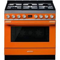 Smeg CPF9GPOR Portofino 90cm Dual Fuel Range Cooker 6 Burners Orange A+