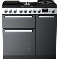 Rangemaster EDDL90DFGBLK/CM1 Edge Deluxe 90cm Dual Fuel Range Cooker 5 Burners