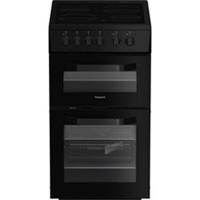 Hotpoint HTE5VCB 50cm Free Standing Electric Cooker with Ceramic Hob Black A