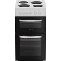 Indesit ITE5EMW 50cm Free Standing Electric Cooker with Solid Plate Hob White