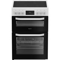 Hotpoint HDE6VDW 60cm Free Standing Electric Cooker with Ceramic Hob White A