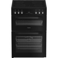 Hotpoint HDE6VDB1 60cm Free Standing Electric Cooker with Ceramic Hob Black A/A