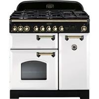 Rangemaster CDL90DFFWH/B Classic Deluxe 90cm Dual Fuel Range Cooker 5 Burners