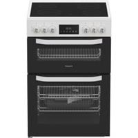 Hotpoint HTE6VDCW 60cm Free Standing Electric Cooker with Ceramic Hob White A/A