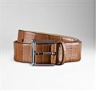 BURBERRY - Belt - Brown Beige Alligator Leather Silver Buckle 75cm 30in New&Tags