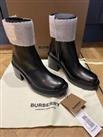 BURBERRY WESTWELLA Monogram Motif Leather Block-heel Boots UK7 RRP £850 #M56