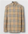 BURBERRY - Check Shirt - Beige Yellow Plaid Cotton Long Sleeve - Size L New&Tags - L Regular
