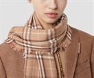 BURBERRY - Cashmere Scarf - Brown Beige Check Large Lightweight Shawl New&Tags