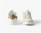 BURBERRY - Sneakers - White Leather Beige Check Trainers 46 / 12UK/ 13US New&Box