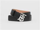 BURBERRY - Belt - Black Leather- Silver TB Buckle Size S New&Tags - S Regular