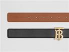 BURBERRY - Belt - Black/Brown Reversible Leather- Gold TB Buckle - S - New&Tags - S Regular