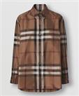 BURBERRY- Shirt - Birch Brown Check Satin Silk - 10UK/ 8US / 38FR /S - New&Tags - 10 Regular