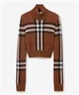 BURBERRY - Sweater - Birch Brown Check Wool Knit High Neck Jumper - L - New&Tags - L Regular