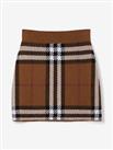 BURBERRY - Mini Skirt - Birch Brown Check Wool Jacquard Knit Short - L New&Tags - L Regular