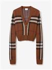 BURBERRY - Cardigan - Birch Brown Check Wool V-Neck Button - L - New&Tags - L Regular