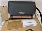 BURBERRY Hampshire check black leather crossbody shoulder bag New with Tags