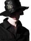Burberry Unisex Black Leather TB Monogram Desert Hat Panama RRP £850 H9S