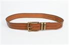 Thomas Burberry Leather Belt Vintage brown Stitched 1990s Size 33" - 34" Waist - 33" 