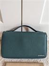 New Burberry Unisex Teal Green Grain Continent Leather Zipped Wallet Organizer