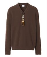 BURBERRY WHISTLE DETAIL RIB KNIT WOOL JUMPER IN BROWN SIZE XS *RRP £850