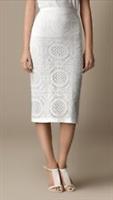 BNWT 100% Auth Burberry, Ladies Laced White Pencil Skirt. UK6 IT38 RRP £2550 - IT38 UK 6-8 Regular