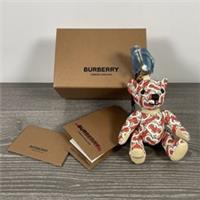 Burberry Thomas Bear Charm in Monogram Print Leather | Vermilion | New / Boxed