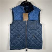 Burberry Two Tone Blue Quilted Gilet Jacket | Corduroy Collar | Mens S - S Regular