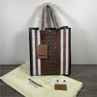 Burberry TB Monogram Bridle Large Book Tote Bag | Stripe | Brown | Handbag | New