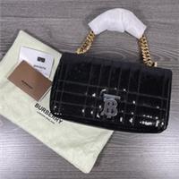 Burberry Sequin Lola Leather Handbag | Small | Black / Gold Chain | Unused