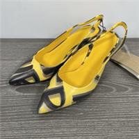 Burberry Morson Grafitty Print Leather Slingback Pumps | Yellow / Black | UK 3