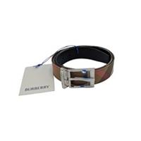 Burberry Check Belt Reversible Brown Black Leather Mens Size 100 W36